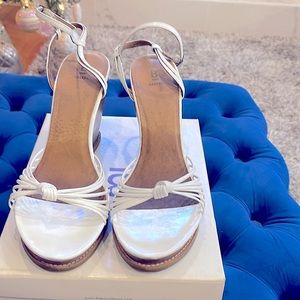 Patent leather White Wedge Cork Sandals